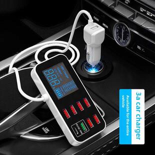 汽车插座点烟器充电器8端口Qc3.0快速充电多端口USB充电器与数字显示Pd充电头