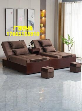 采耳洗浴大厅躺椅休息床电动足疗按摩床木炕床一体通铺足浴沙发