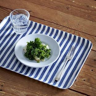 大号L 现货 work linen 日本树脂覆亚麻托盘茶托果盘儿童友好 fog