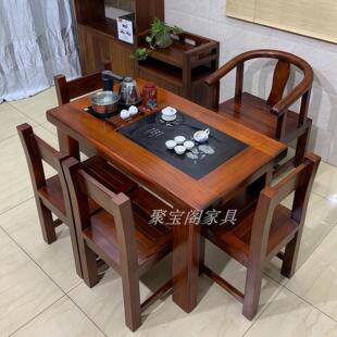 老船木茶桌椅加厚加粗实木功夫泡茶台原木楸木榆木喝茶桌阳台茶几