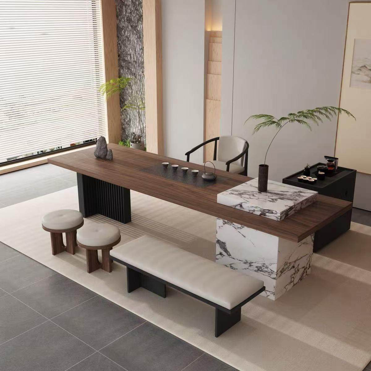 新中式茶桌椅组合现代岩板茶台意式极简家用泡茶桌办公室高级感,住宅家具,家用茶台/茶桌,淘宝优惠券,粉丝福利购,淘宝优惠卷