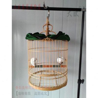 大欧鸟笼竹制抛光平底/小谷底平顶画眉笼DIY鸟笼原色圆笼子半成