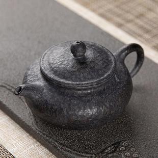 复古纯手工家用仿古石壶泡岩茶单壶石头功夫茶具 冰碛岩石茶壶中式