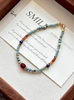 【小雅】原创新中式绿松石捷克珠手链小众青金石南红串珠手串