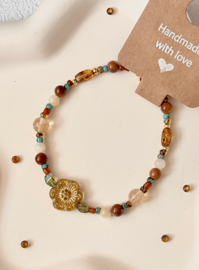 【觅踪】手工情侣闺蜜串珠小花捷克珠库克手链原创设计手串饰品