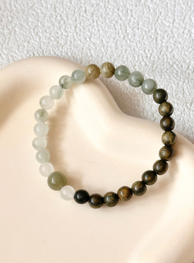 【春绿晚尔】原创新中式绿檀手串男女款国潮文玩和田玉串珠手链