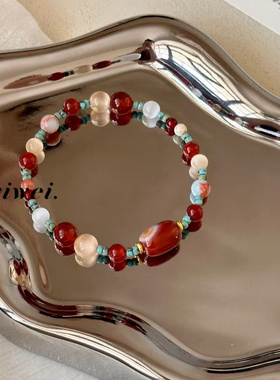 【洛央】原创手作饰品猫眼石红玛瑙新中式手串复古串珠手链
