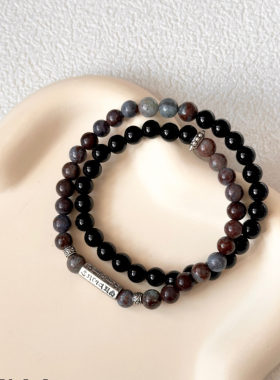 【那仁星空】一味良方原创男女款黑玛瑙小众手链山西老银配饰手串