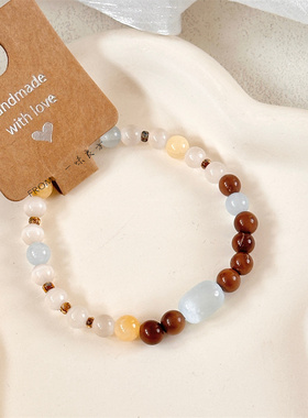 【奶黄包】一味良方小众个性库克猫眼石串珠手链百搭时尚手串饰品