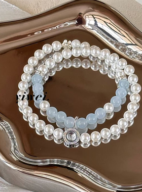 【清婉温言】原创手工蓝色系手链小众饰品女生闺蜜串珠手串