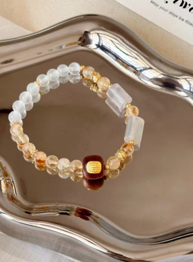 【远山夏尽】原创时尚手作崖柏黄塔晶手工手链小众樱花玛瑙手串
