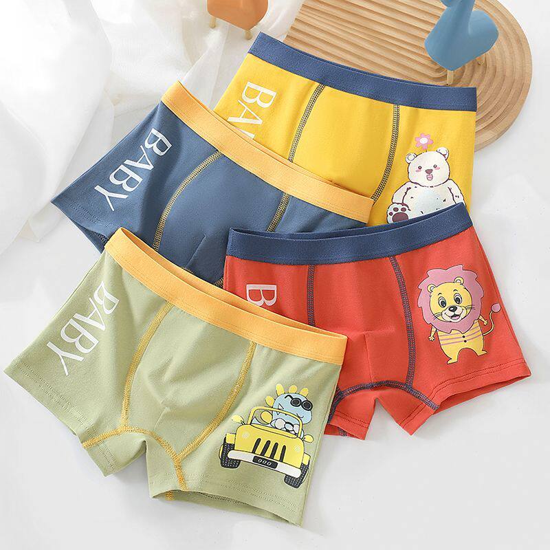 正品亲子男童纯棉字母内裤2026新款春季平角裤男孩抗菌卡通四角裤