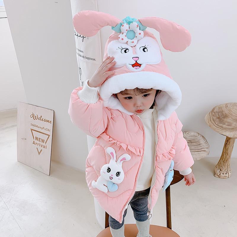 新婴儿冬装女童波浪女宝宝加绒加厚棉服反季可爱棉新款棉袄外套