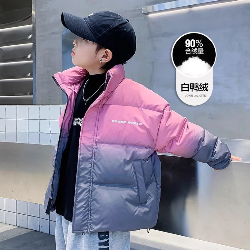 儿童冬季浅变色洋气白鸭绒羽绒服