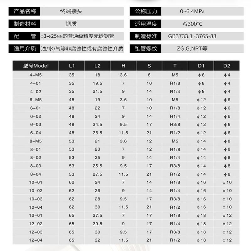 热销全铜镀镍气管快速PC8-02外螺纹直通快插气动接头2分4分四分外