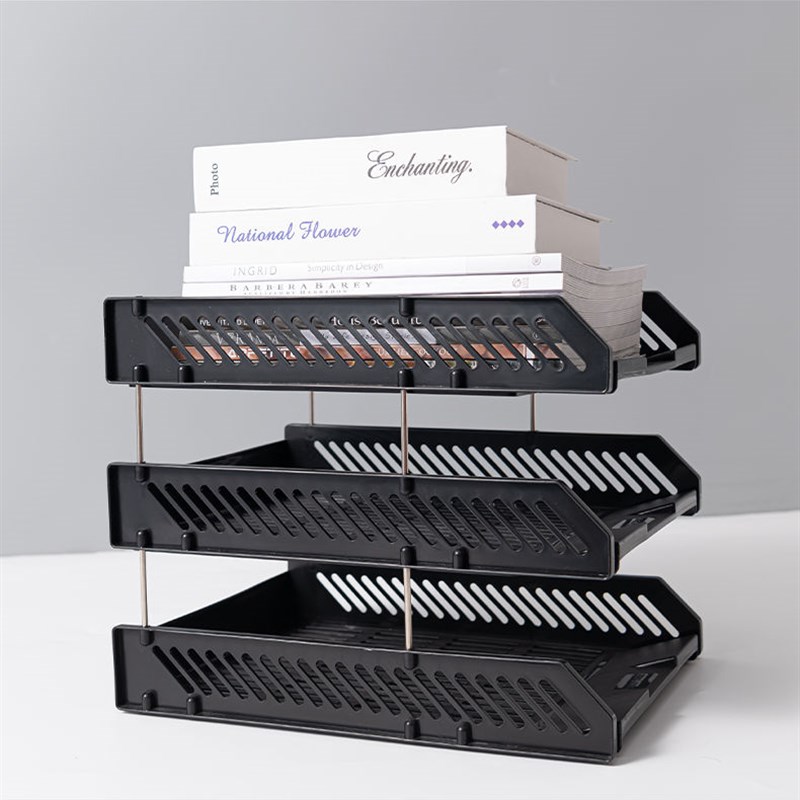 热销三层文件架塑料文件盘办公用品文件夹收纳盒资料框桌面文件栏