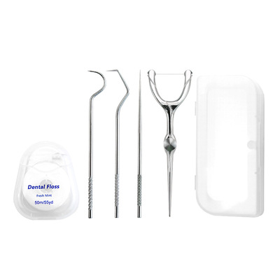 Stainless steel dental floss toothpick oral cleaning tool