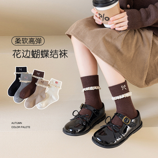 女童袜子纯棉a类配裙子儿童花边白色小孩学生中长筒防臭吸汗袜子