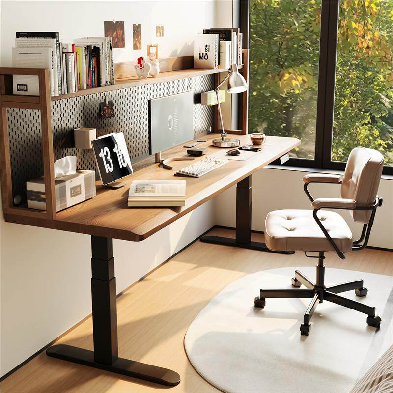 实木电动升降桌书桌书架一体学生儿童学习桌卧室家用电脑桌办公桌