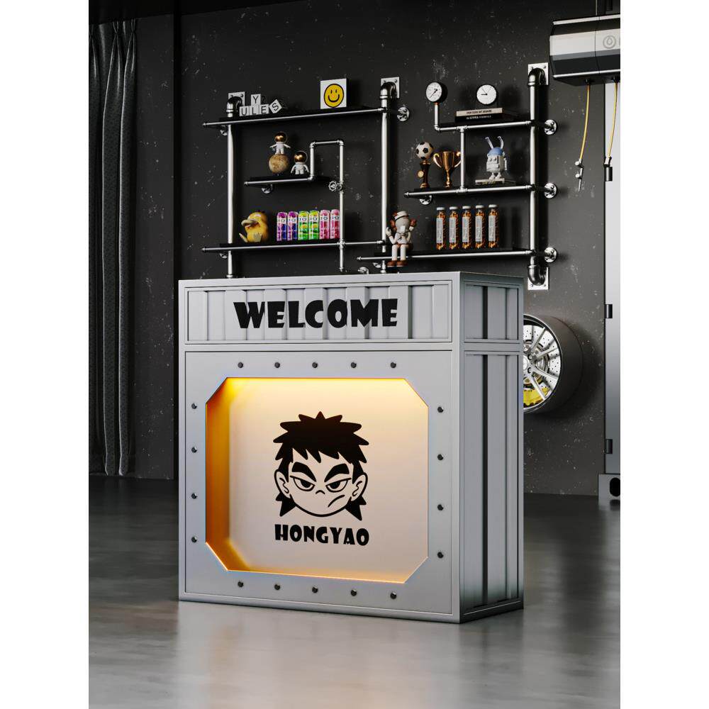 工业风覆古收银台铁艺小接待台柜台餐饮迎宾台服装店前台小吧台