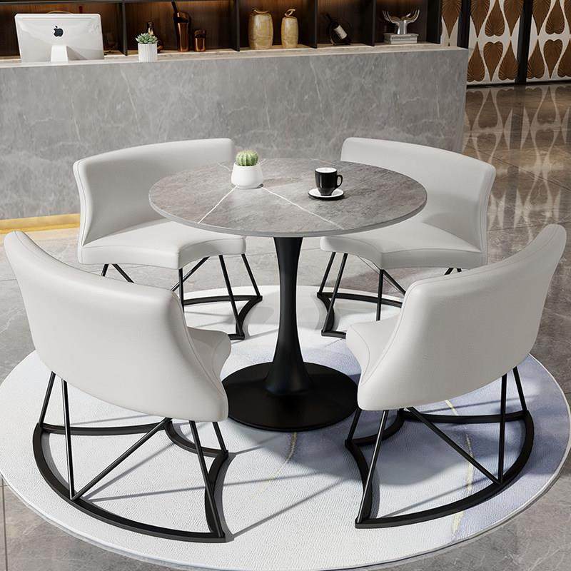 意式极简灰色岩板小圆桌茶几轻奢售楼处4S店商务接待洽谈桌椅组合,住宅家具,岩板餐桌,淘宝优惠券,粉丝福利购,淘宝优惠卷