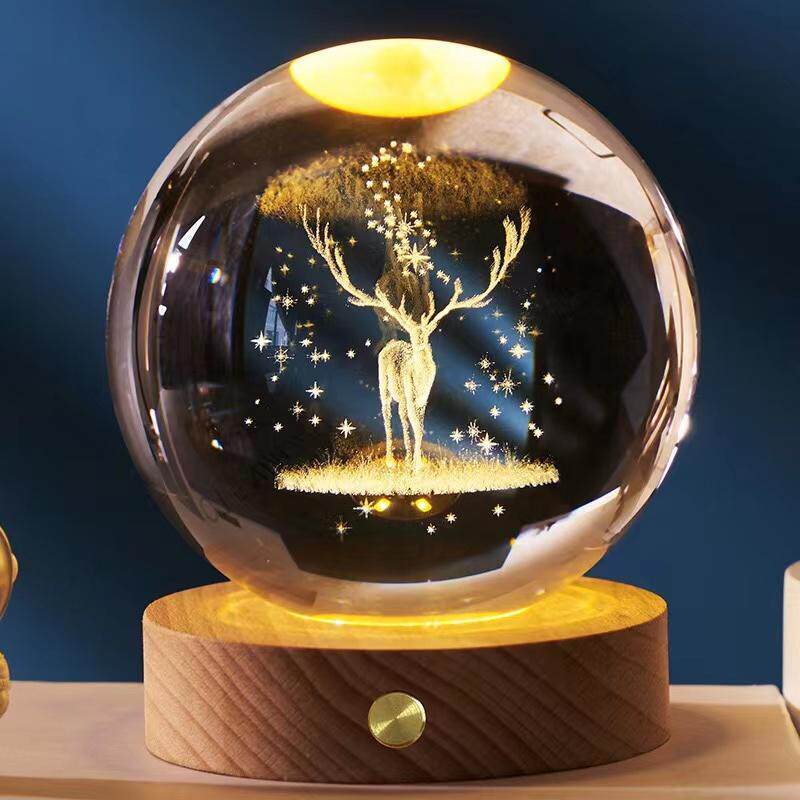 充电款水晶球卧室睡眠3D小夜灯实用生日礼物送女生小众高级感礼物