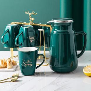 陶瓷家用客厅喝水杯子玻璃茶杯水壶家庭待客 高颜值轻奢水杯具套装