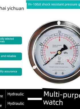YN100ZT轴向带边耐震压力表0-0.6/1/1.6/2.5/6/10/16/25/40/60MPA