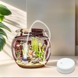 小型鱼缸打氧机过滤器三合一充电增氧气泵养鱼制氧一体圆形超静音