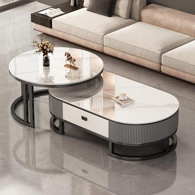 岩板茶几客厅家用高级轻奢现代简约2025新款椭圆形网红小户型茶几
