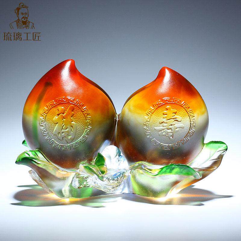 琉璃寿桃摆件送长辈爷爷奶奶贺寿祝寿老人生日礼物607080大寿礼品