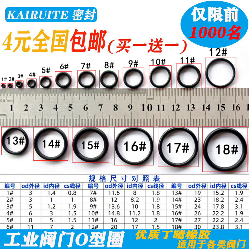 包邮工业阀门o型圈密封圈气阀通用O圈丁青橡胶耐压油封皮圈套装