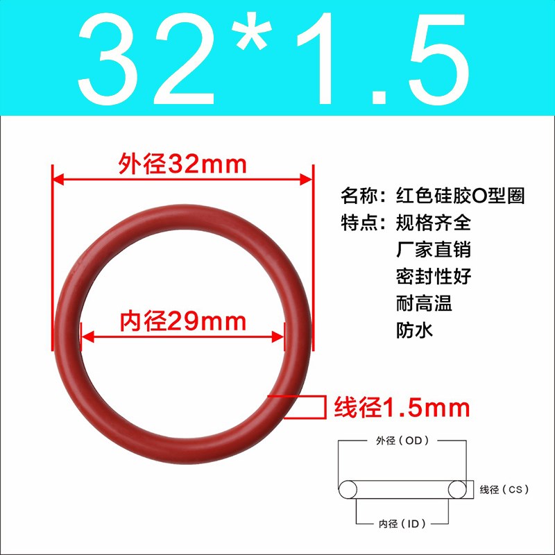 硅胶O型圈外径31/32/33/34/35/36/37/38/39/40/41/42/43/Z44*1.5