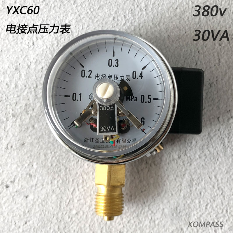 YXC-60电接点压力表0.6MPa磁助式电接点压力表380V30VA径向M14*1