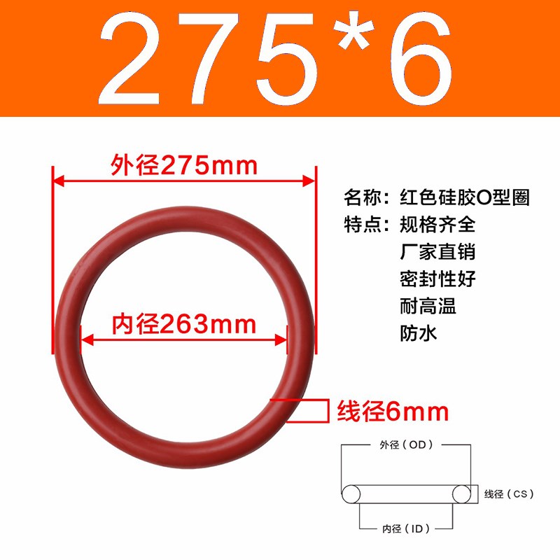 硅胶O型圈外径270/27l5/280/285/290/295/300/305/310/315/320*6