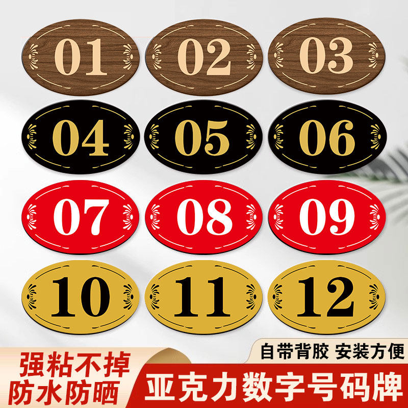 【自带背胶】数字号码牌