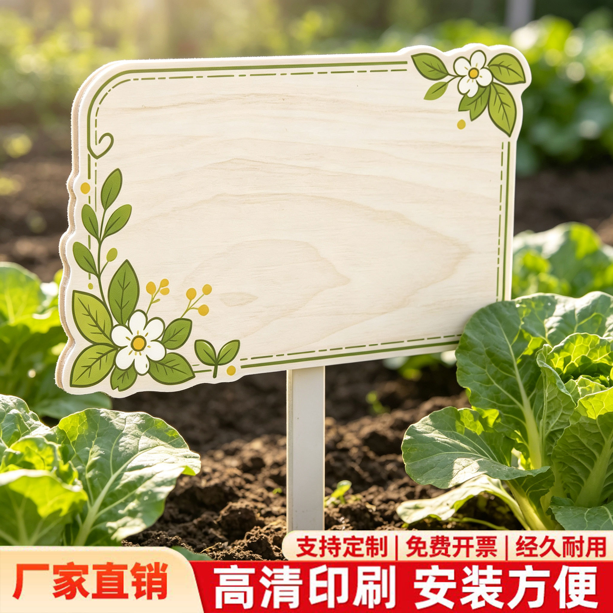 【送笔送杆】手绘菜园插地牌