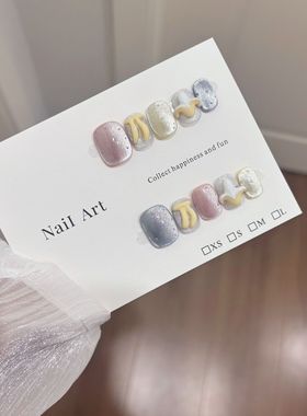 mmuse家-新款纯手工猫眼穿戴甲高级感夏日多巴胺水果系列捏捏香蕉