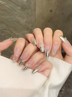 mmuse家-法式金属蝴蝶y2k辣妹风纯手工穿戴甲成品美甲辣妹领域