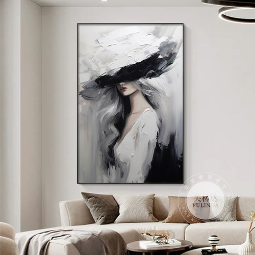 现代轻奢客厅玄关装饰画美女手绘油画卧室餐厅走廊超现代主义挂画 - 封面