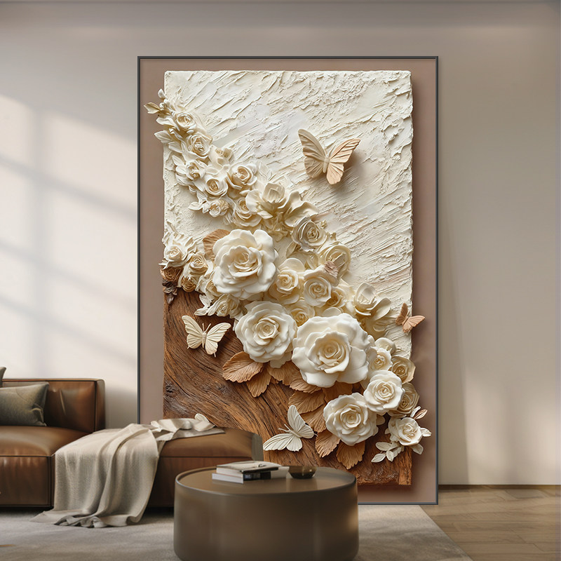 现代简约客厅装饰画沙发背景墙壁画轻奢蝴蝶花卉卧室走廊玄关挂画