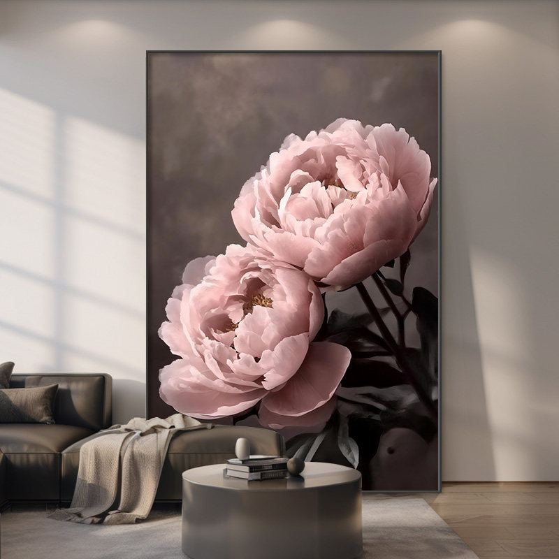 现代简约花卉沙发背景墙装饰画轻奢高档客厅卧室挂画玄关砂岩壁画