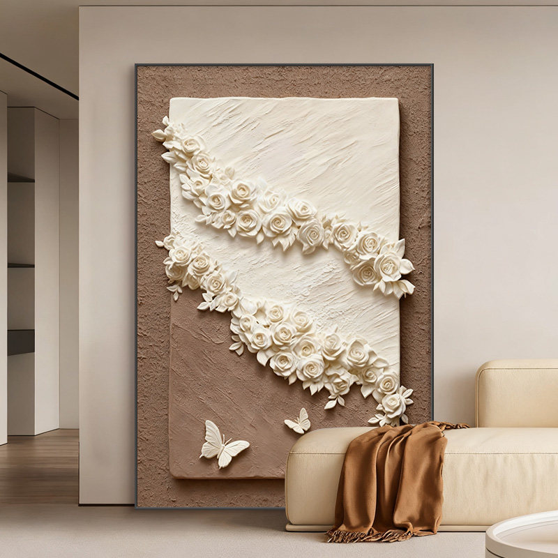 现代简约蝴蝶花卉沙发背景墙装饰画客厅卧室挂画高档走廊玄关壁画