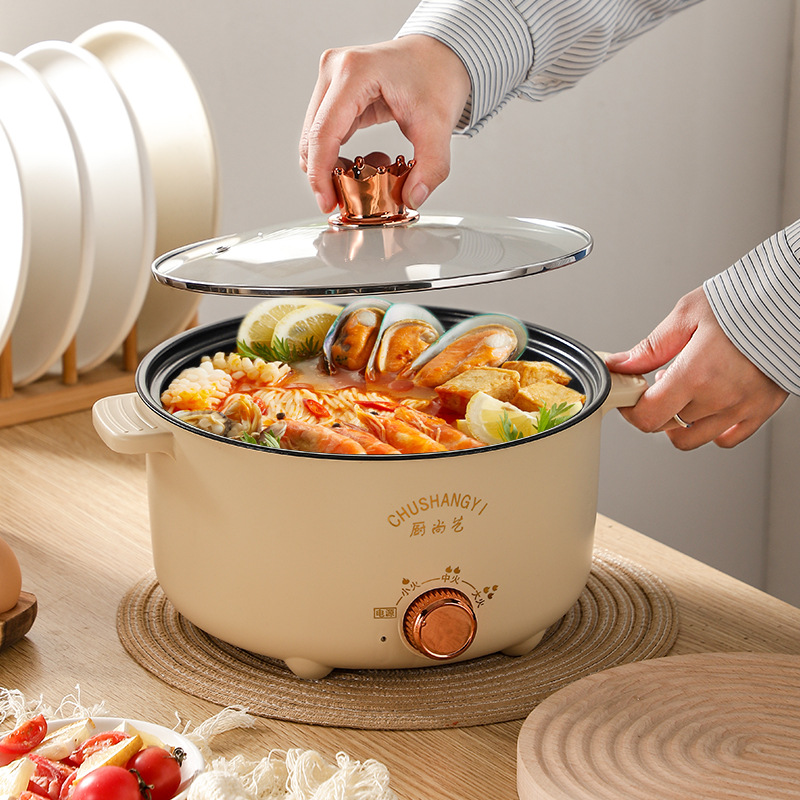 电火锅家用一体式电蒸锅不粘锅学生炒菜大容量电锅小厨电蒸汽火锅