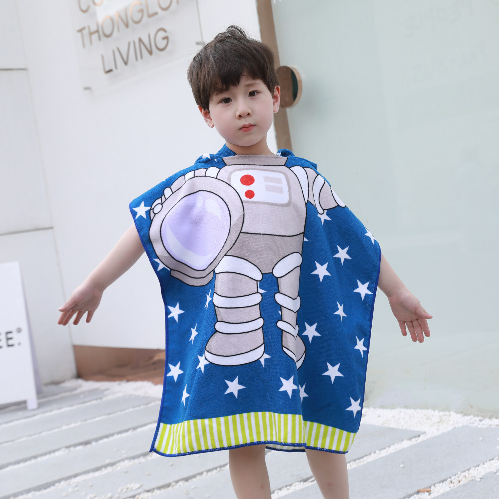 宝宝洗澡浴巾连帽吸水柔软 儿童沙滩巾浴巾浴袍 卡通婴童披风斗篷