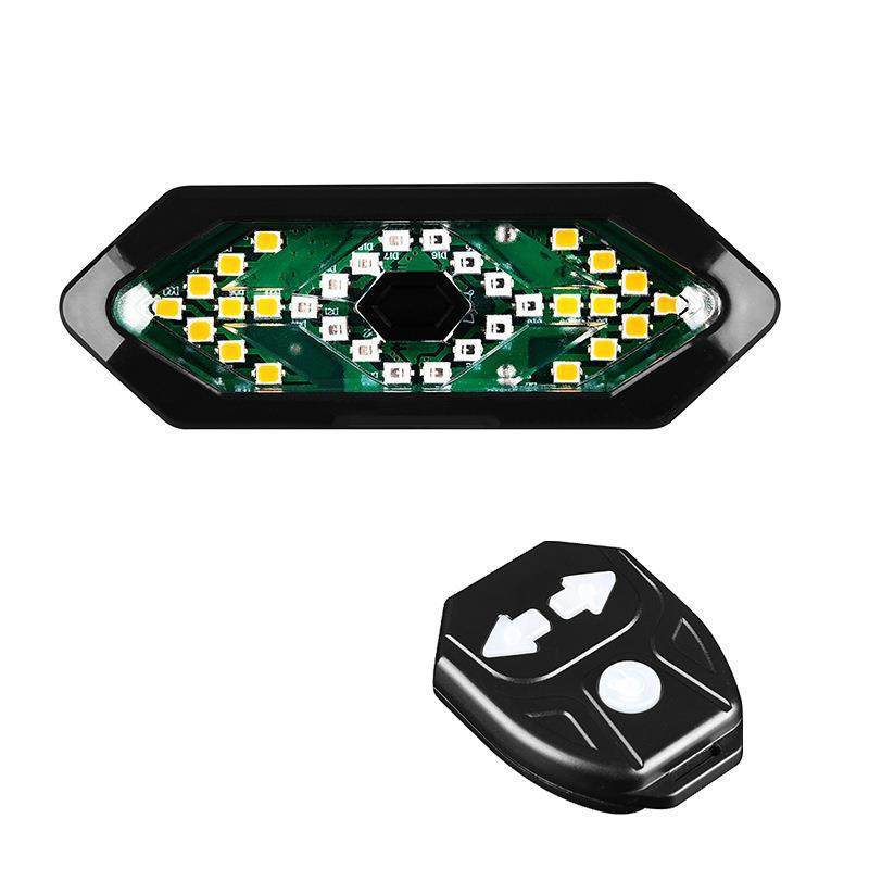 自行车滑板车转向灯尾灯带喇叭警示灯32LED无线遥控转向灯USB充电