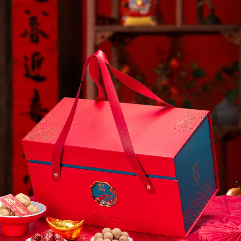 热销新年手提盒蜂蜜礼品包装盒特产牛羊肉山珍干果特产大号结婚空