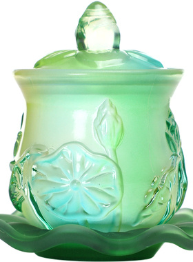 热销供水杯供佛杯佛前家用供奉摆件莲花供水碗圣水净水杯敬神琉璃