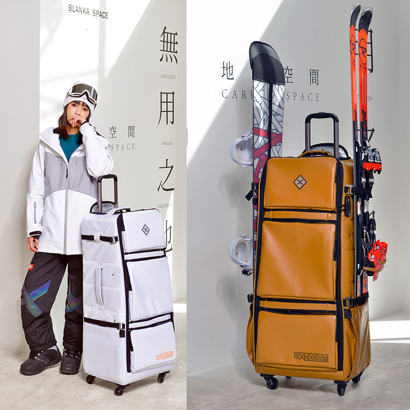 热销XXXsnow万向轮滑雪拉杆箱可插板行李箱干湿分离防水大容量旅