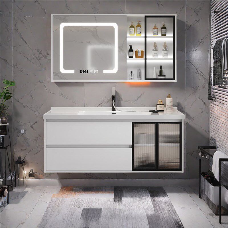 热销浴室柜组合陶瓷一体卫浴柜挂墙式洗手盆洗手池台面小尺寸台盆